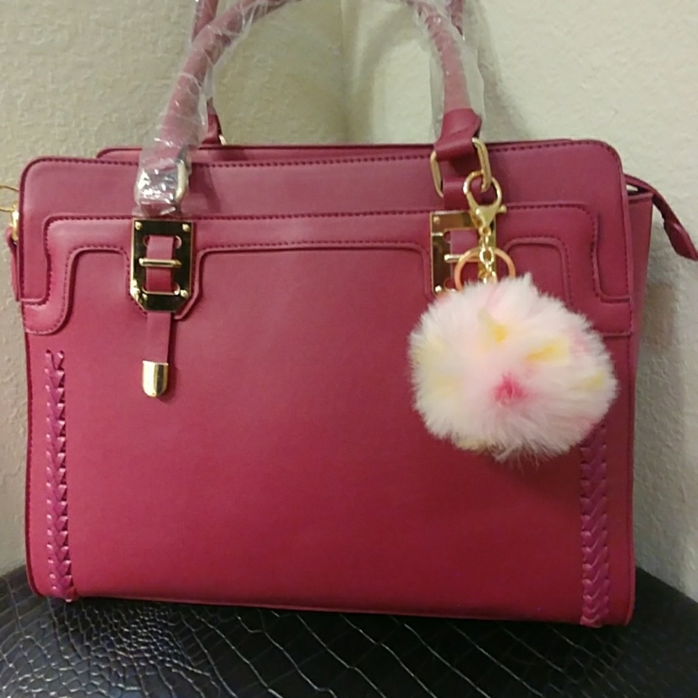 Pink Pom Pom Key Chain